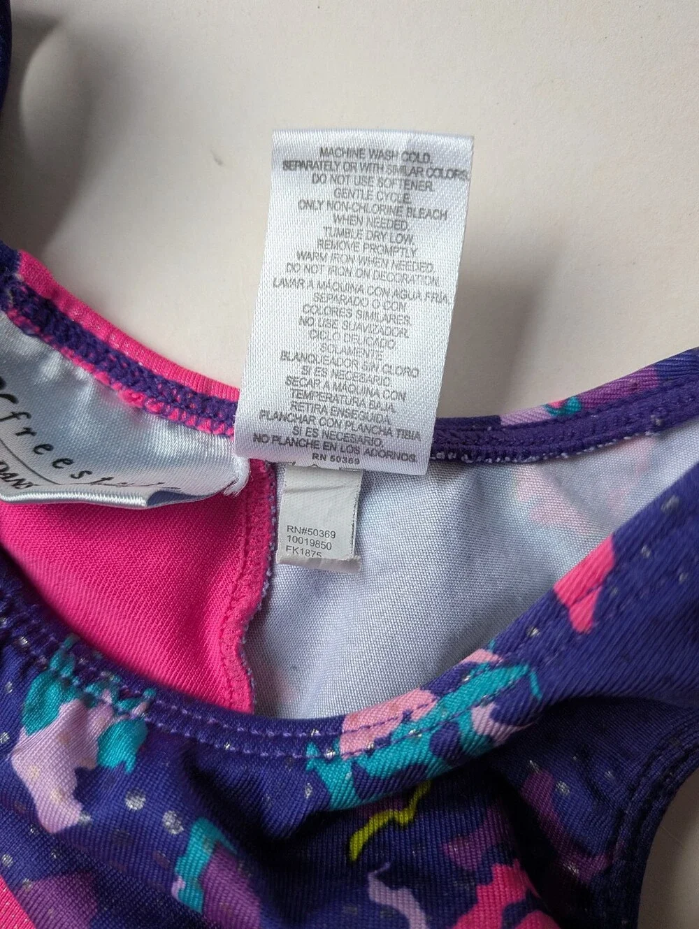 Purple floral color block Freestyle by Danskin kid's leotard biketard bike short